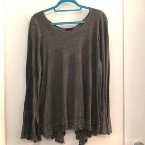 Open back bell sleeve shirt